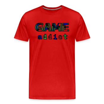 GAME ADDICT 3 Farben T-Shirt - Männer Premium Bio T-Shirt - Rot - Vorne - Damien (186cm)