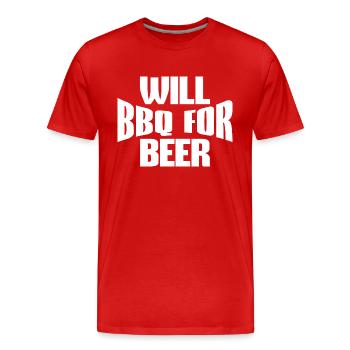 WILL BBQ FÜR BIER - Männer Premium Bio T-Shirt - Rot - Vorne - Damien (186cm)