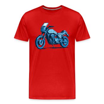 Illustration de moto en aspect vectoriel 8 bits - T-shirt bio Premium Homme - rouge - Devant - Damien (186cm)