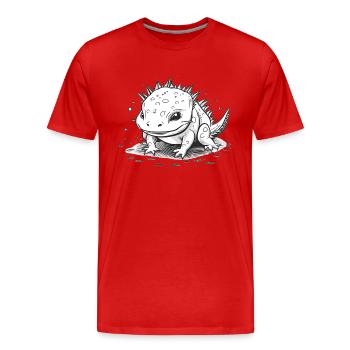 Playful baby axolotl as a cheeky animal child - Men's Premium Organic T-Shirt - red - Front - Damien (186cm)
