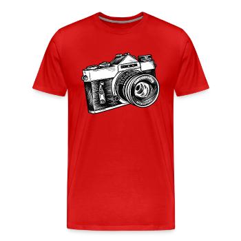 Appareil photo, Appareil photo vintage, Ancien appareil photo, Ancien - T-shirt bio Premium Homme - rouge - Devant - Damien (186cm)