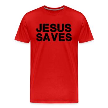 Jésus sauve - T-shirt bio Premium Homme - rouge - Devant - Damien (186cm)