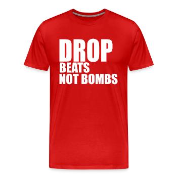 Drop beats not bombs - Men's Premium Organic T-Shirt - red - Front - Damien (186cm)