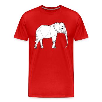 Dessin au trait fin éléphant sur blanc - T-shirt bio Premium Homme - rouge - Devant - Damien (186cm)