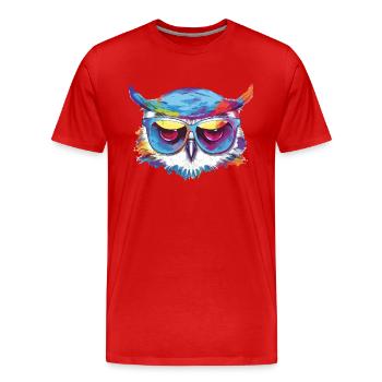 Kohl die Eule - Männer Premium Bio T-Shirt - Rot - Vorne - Damien (186cm)