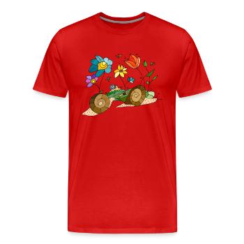 Schnecken - Männer Premium Bio T-Shirt - Rot - Vorne - Damien (186cm)