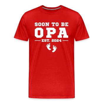 Werdender Opa 2024 Schwangerschaft verkünden - Männer Premium Bio T-Shirt - Rot - Vorne - Damien (186cm)