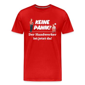 Keine Panik! Der Handwerker ist da! Technik, Azubi - Männer Premium Bio T-Shirt - Rot - Vorne - Damien (186cm)