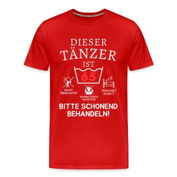 Dieser Tänzer ist 65. Schonend behandeln - Männer Premium Bio T-Shirt - Rot - Vorne - Damien (186cm)