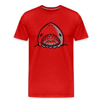 niedliches Haifischgesicht mit offenem Mund - Männer Premium Bio T-Shirt - Rot - Vorne - Damien (186cm)