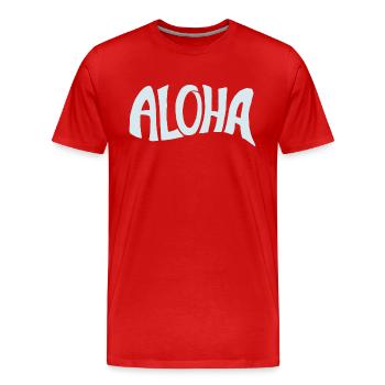 Aloha - Männer Premium Bio T-Shirt - Rot - Vorne - Damien (186cm)