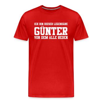 Günter Name Design - Männer Premium Bio T-Shirt - Rot - Vorne - Damien (186cm)