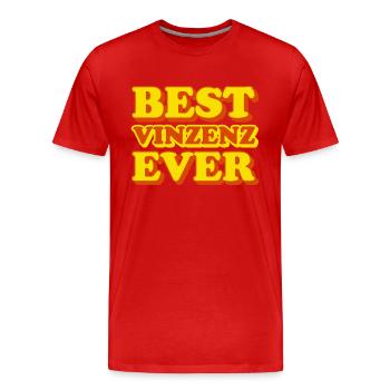 Vinzenz First Name Funny Gift - Men's Premium Organic T-Shirt - red - Front - Damien (186cm)
