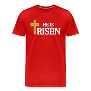 ER ist Auferstandener Glaube Jesus Religion Matthäus Ostern - Männer Premium Bio T-Shirt - Rot - Vorne - Damien (186cm)