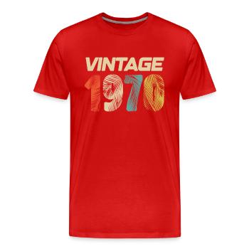 Vintage 1970's Retro - Best Seller - Men's Premium Organic T-Shirt - red - Front - Damien (186cm)