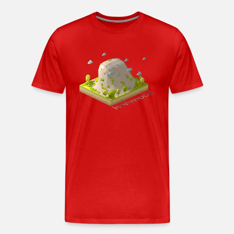 Geometrisches Low-Poly-Hollywood-Zeichen - Männer Premium Bio T-Shirt - Rot