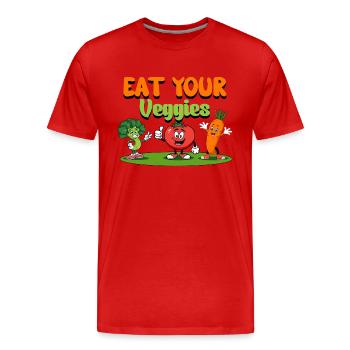 Mangez vos légumes Figurines de légumes amusantes - T-shirt bio Premium Homme - rouge - Devant - Damien (186cm)
