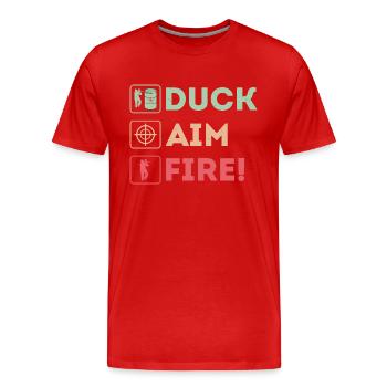 Canard, viser, tirer ! Joueur tactique de paintball - T-shirt bio Premium Homme - rouge - Devant - Damien (186cm)