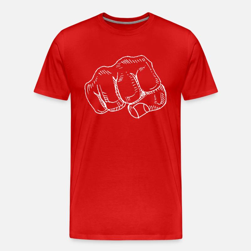 Faust Hand Comic Aggression - Männer Premium Bio T-Shirt - Rot