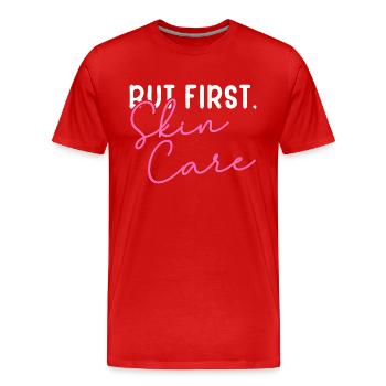Aber Frist, Hautpflege - Männer Premium Bio T-Shirt - Rot - Vorne - Damien (186cm)