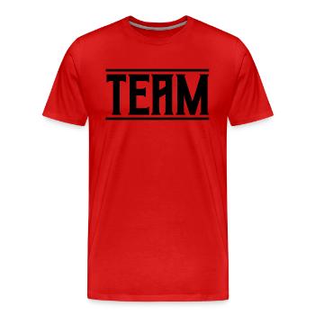 team - Men's Premium Organic T-Shirt - red - Front - Damien (186cm)