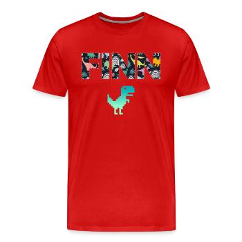 FINN - Beau prénom de garçon avec dinosaure - T-shirt bio Premium Homme - rouge - Devant - Damien (186cm)