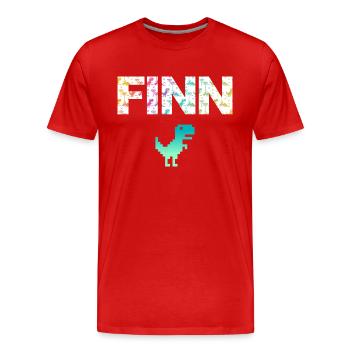 FINN - Beautiful boy name with dinosaur - Men's Premium Organic T-Shirt - red - Front - Damien (186cm)