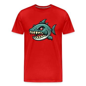 piranha - Men's Premium Organic T-Shirt - red - Front - Damien (186cm)