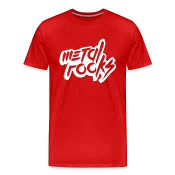 Heavy Metal Rocks Hard Rock Musique Texte Disant Logo - T-shirt bio Premium Homme - rouge - Devant - Damien (186cm)