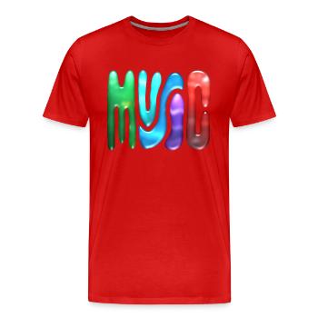 Neon Music Text - Men's Premium Organic T-Shirt - red - Front - Damien (186cm)