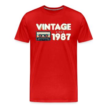 Rétro Vintage 1987 Nostalgique Anniversaire Hommes Femmes - T-shirt bio Premium Homme - rouge - Devant - Damien (186cm)