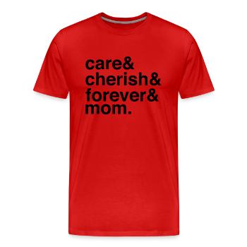 Soins et amour avec des liens familiaux - T-shirt bio Premium Homme - rouge - Devant - Damien (186cm)