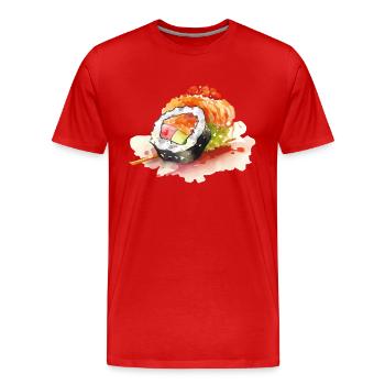 Sushi - Männer Premium Bio T-Shirt - Rot - Vorne - Damien (186cm)