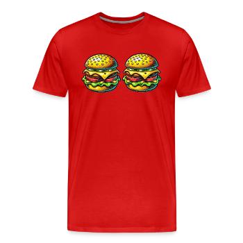 Hamburger - Men's Premium Organic T-Shirt - red - Front - Damien (186cm)