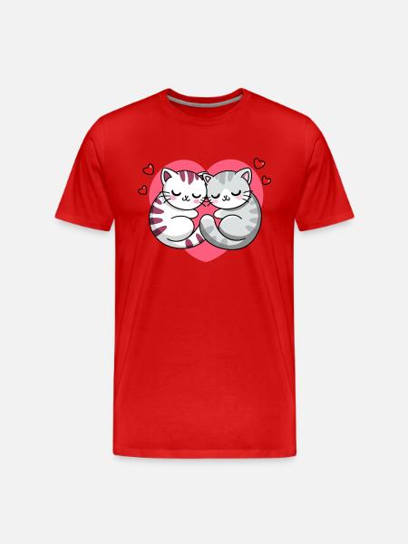 Valentine's Day Cats - Men's Premium Organic T-Shirt - red