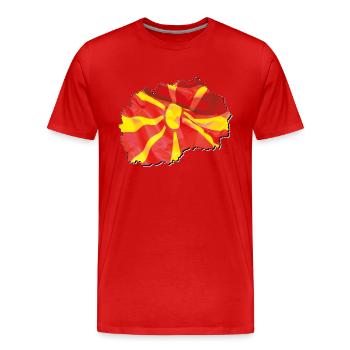 Drapeau de la Macédoine sur la carte de la Macédoine - T-shirt bio Premium Homme - rouge - Devant - Damien (186cm)