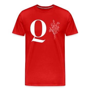 Minimalistisches Blumenmuster - Männer Premium Bio T-Shirt - Rot - Vorne - Damien (186cm)
