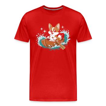 A Corgi Boating Paddle Boat - Men's Premium Organic T-Shirt - red - Front - Damien (186cm)