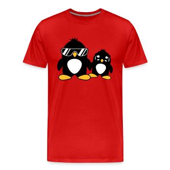 pingouin papa enfant bébé garçon père fils fille f - T-shirt bio Premium Homme - rouge - Devant - Damien (186cm)