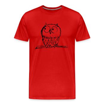 Waldkauz, Käuzchen, Eule, Uhu - Männer Premium Bio T-Shirt - Rot - Vorne - Damien (186cm)