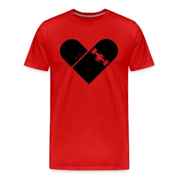 Minimal Skateboard - Heart Logo Design / Icon - Men's Premium Organic T-Shirt - red - Front - Damien (186cm)
