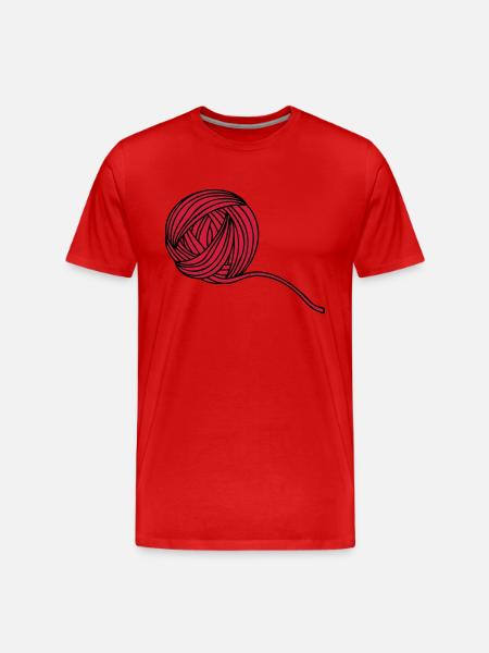 Comic Wollball Illustration - Männer Premium Bio T-Shirt - Rot