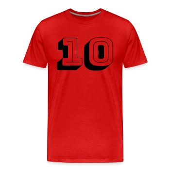 Jersey number - Ten - Number - Men's Premium Organic T-Shirt - red - Front - Damien (186cm)