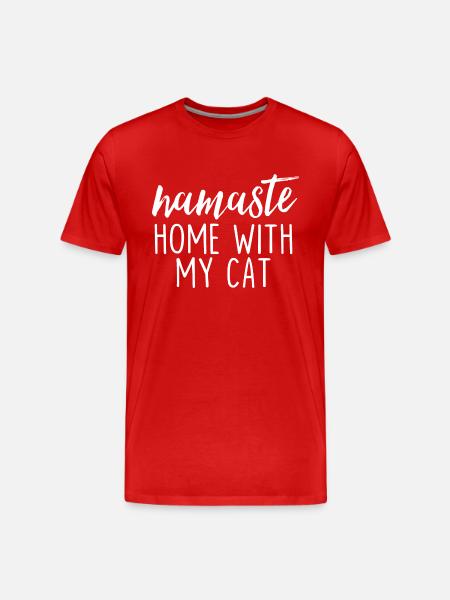 Namaste Home With My Cat - Men's Premium Organic T-Shirt - red