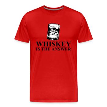 Whiskey ist die Antwort - Männer Premium Bio T-Shirt - Rot - Vorne - Damien (186cm)