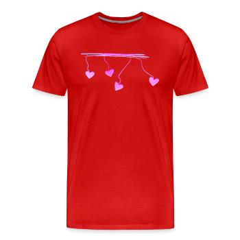 rosa herzen linien strich linie - Männer Premium Bio T-Shirt - Rot - Vorne - Damien (186cm)