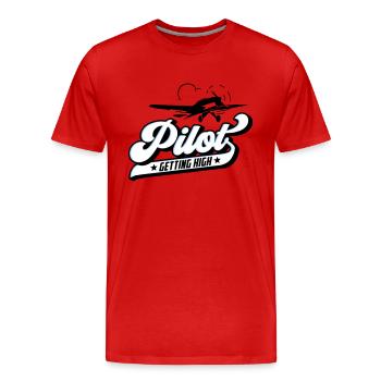 Fliegen Flieger Pilot Pilotin | Farben änderbar - Männer Premium Bio T-Shirt - Rot - Vorne - Damien (186cm)