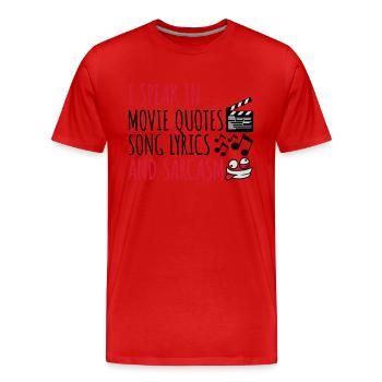 speak lyrics and sarcasm - Men's Premium Organic T-Shirt - red - Front - Damien (186cm)