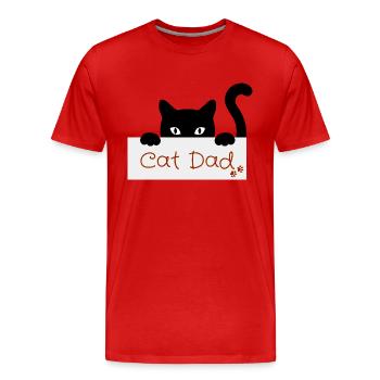 Katzenvater Liebhaber - Männer Premium Bio T-Shirt - Rot - Vorne - Damien (186cm)