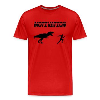 motivation sport running humor dinosaur - Men's Premium Organic T-Shirt - red - Front - Damien (186cm)
